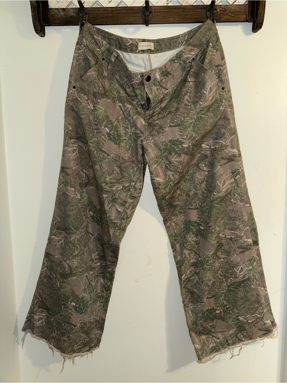 PacSun Vintage Y2K Green and Brown Camo Casey low rise baggy jeans